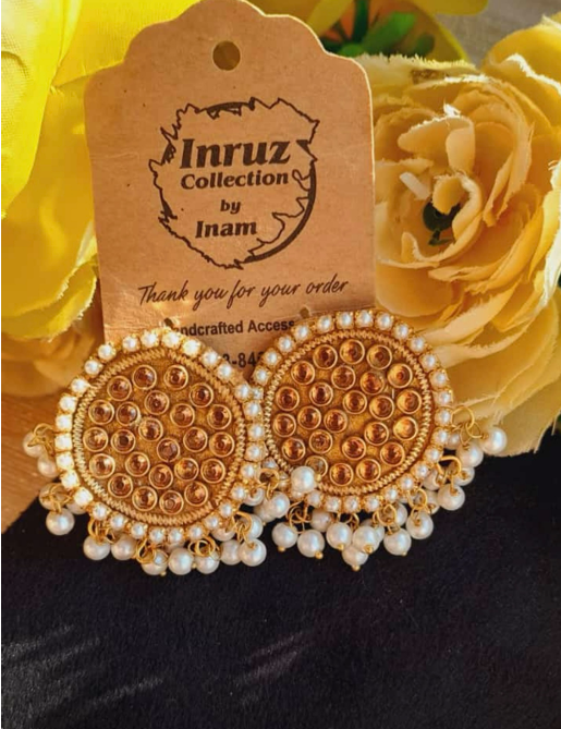 Champagne Round Kundan Tops with Lorial Beads β Elegant & Versatile (IR217)