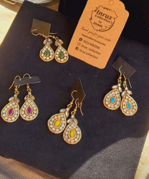 Mini Drop Kundan Earrings β Customizable Colors for Every Style (IR220)