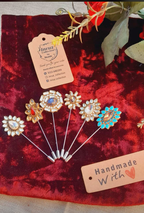 Elegant Kundan Hijab Pins with Sparkling Stones (IR206)