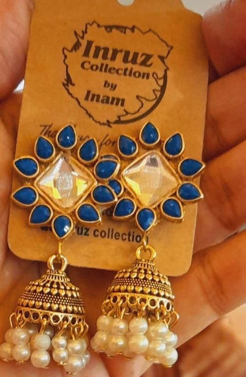 Bahawalpuri Square Kundan Jhumki – Available in All Colors (IR227)