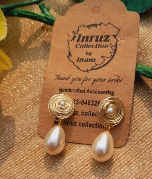 Wire Wrapped 4mm Pearl Earrings with Drop Shape Pearls – Elegant & Timeless (IR232)