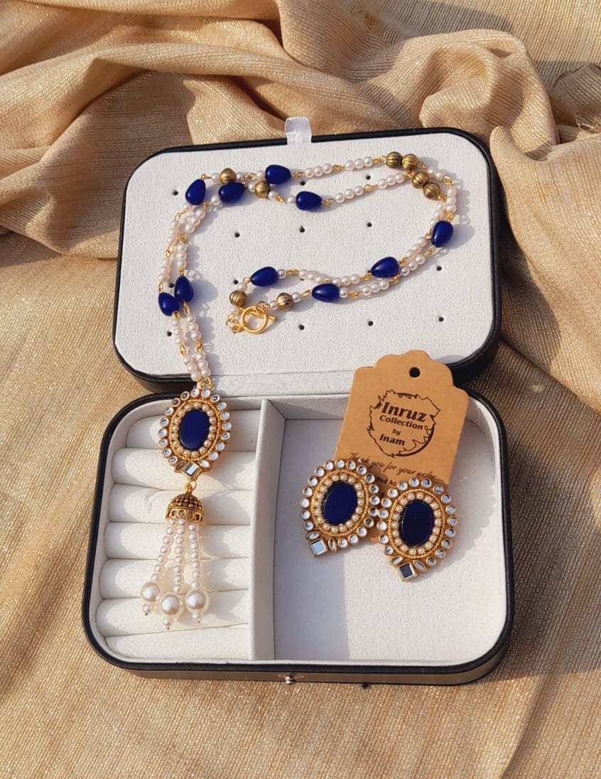 Handcrafted Tassel Pendant Set | Kundan & Semi-Precious Stones (IR242)