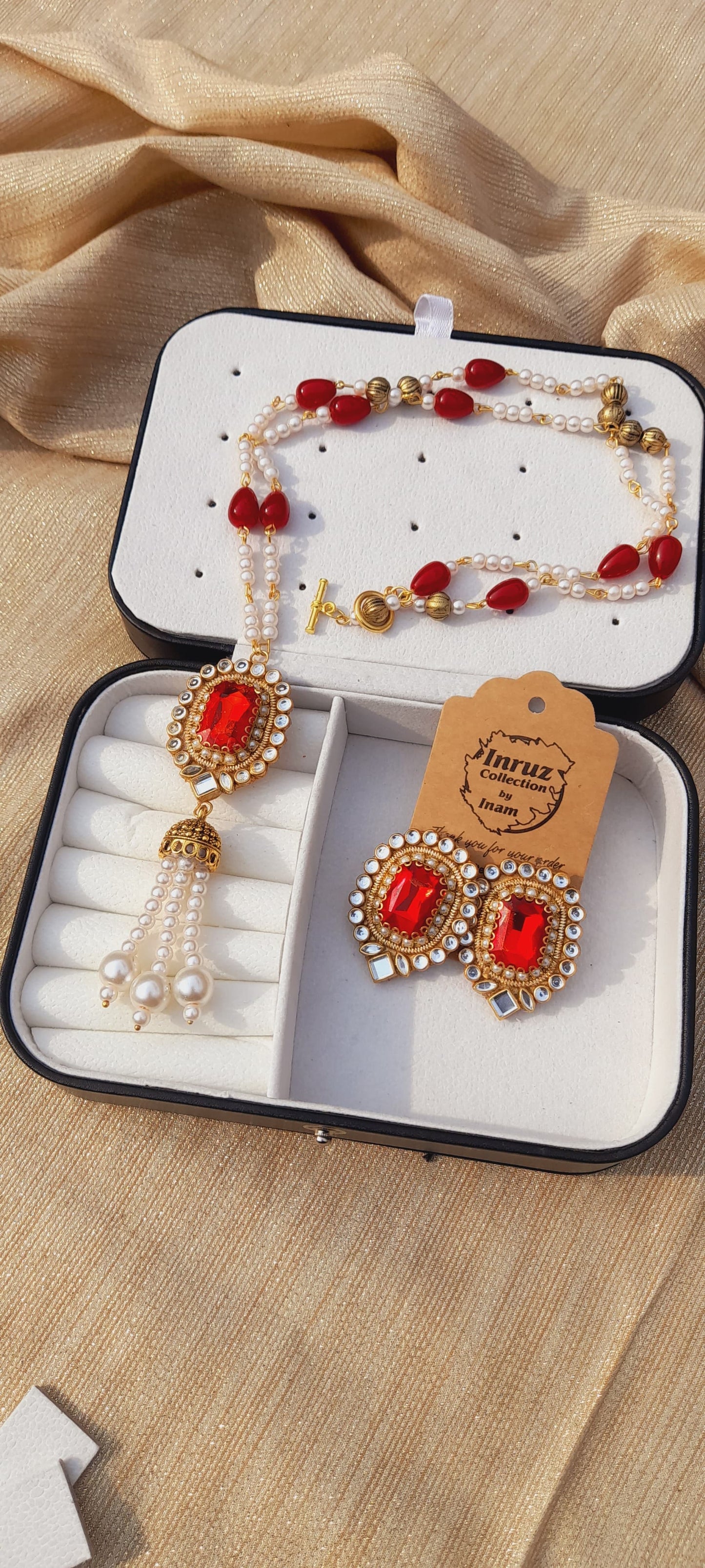 Handcrafted Tassel Pendant Set | Kundan & Semi-Precious Stones (IR242)